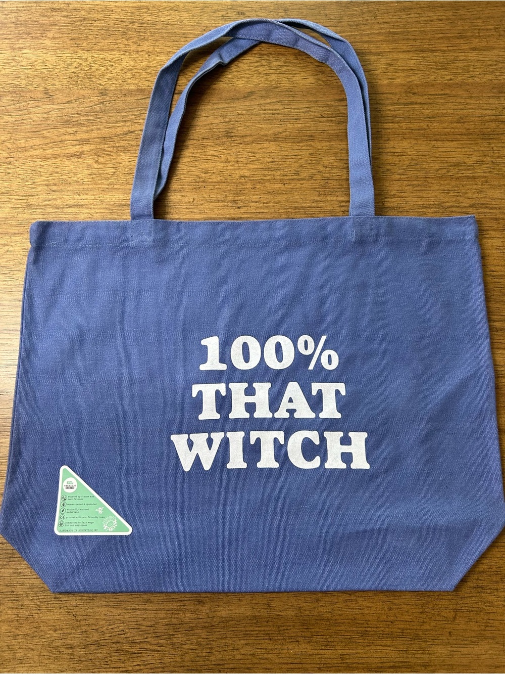 “100% That Witch” Blue Canvas Tote Bag NWT